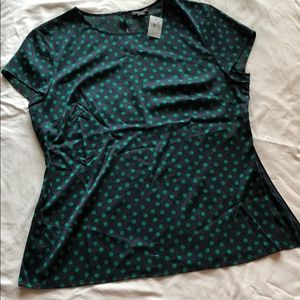 NWT Navy w/ Green Polka Dot Blouse